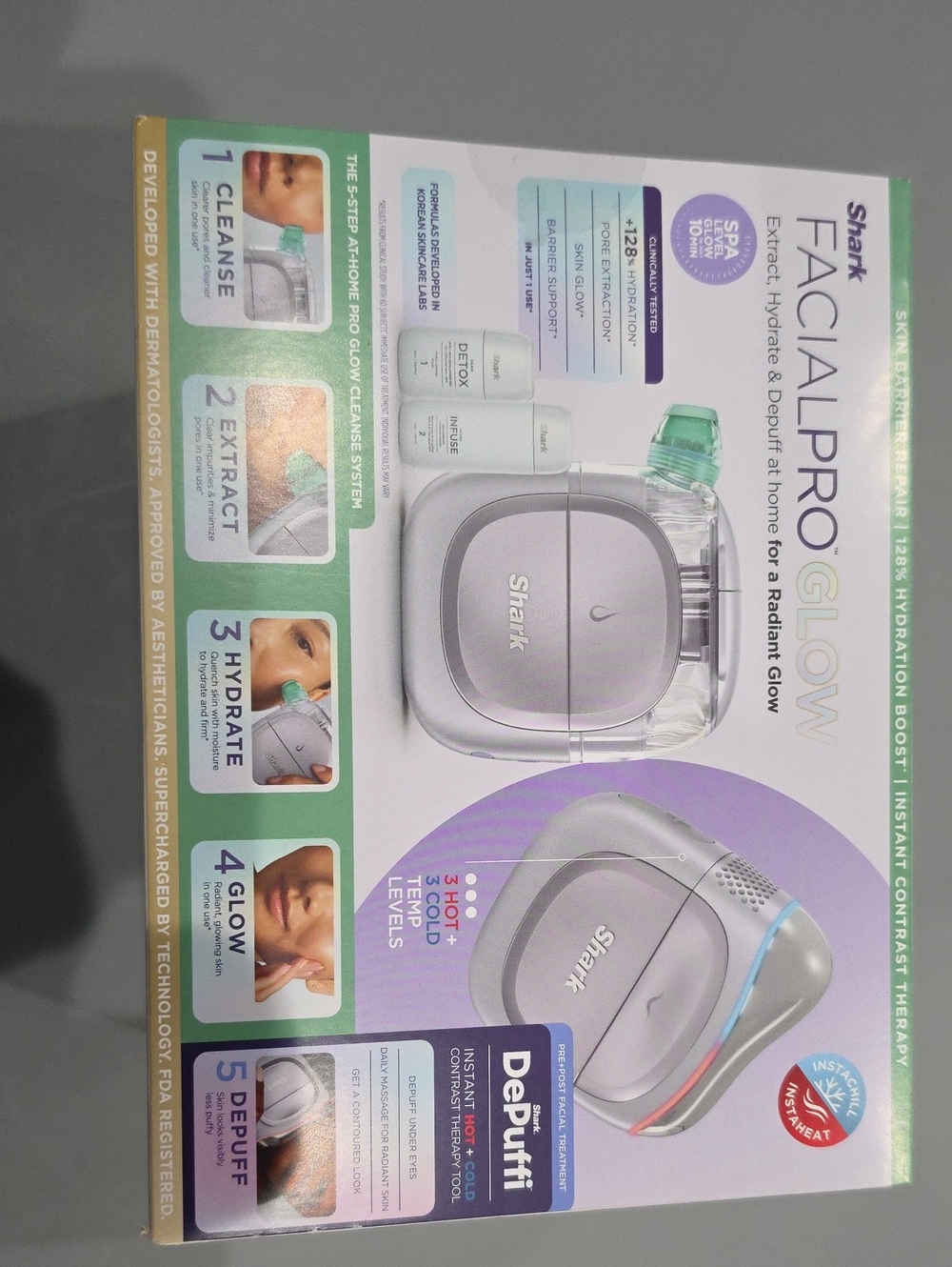 Shark Facial Pro Glow Skincare Device - Silver & Green